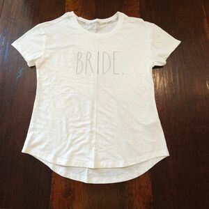 Rae Dunn BRIDE Graphic Tee Sz S White Short Sleeve Casual Wedding Bachelorette